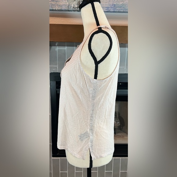 Santuary Button Tank Top Sheer Stripes  Rose & Tan Size M - Picture 3 of 6